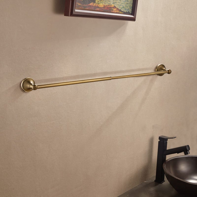 Leyden Antique Brass Towel Bar, Adjustable Towel Holder Rod Brass Towel Rack Bathroom Accessories Wall Mount - Image 5